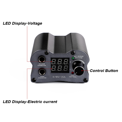 Aluminium digitale tatoeage stroomtoevoer P189 tatoeage pen batterij LED display Zwart
